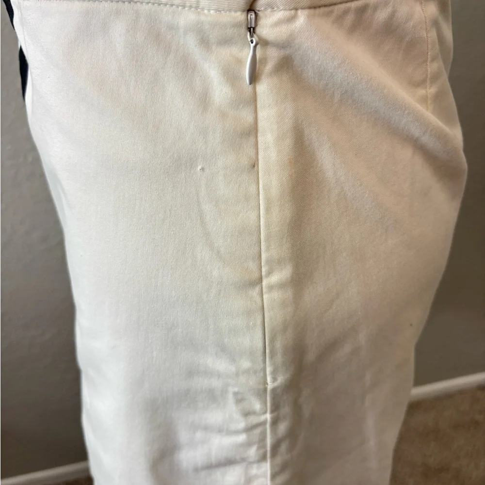 Vintage Ralph Lauren Golf White Cotton A-Line Skirt with Black Center Stripe